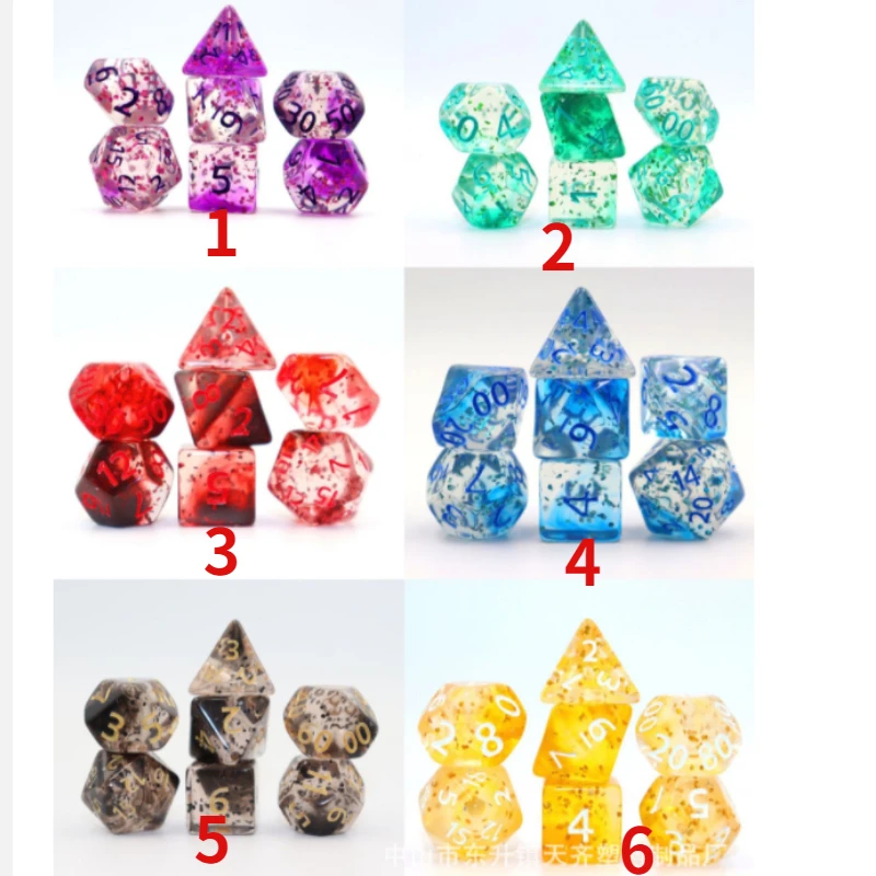 7ks/set Hot Predaj plávajúce hodvábne chameleón je vhodný pre stolové hry set kocky s dvojitou farebnou bleskovou hviezdou
