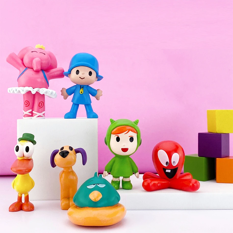 7ks/set kawaii POCOYO Animal Toy Bird Bird Duck Doll Hray Model scéna ozdoby anime karikatúry roztomilé pvc figúrky hračky