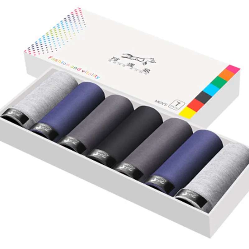 7ks/set Men nohavičky Multicolor Men bavlna Underwear Malehodné bavlnené spodné prádlo Fit Fit Priedubné pánske boxerky