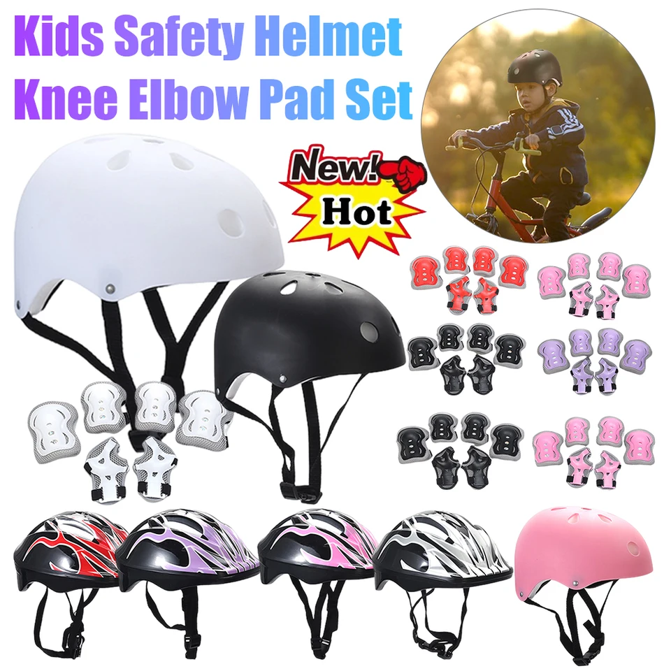 7ks/set prilba koleno koleno lakťová podložka Set Guards Ochranné sady prevodových stupňov pre kolieskové korčule cyklistické bicykle športy pre deti pre deti
