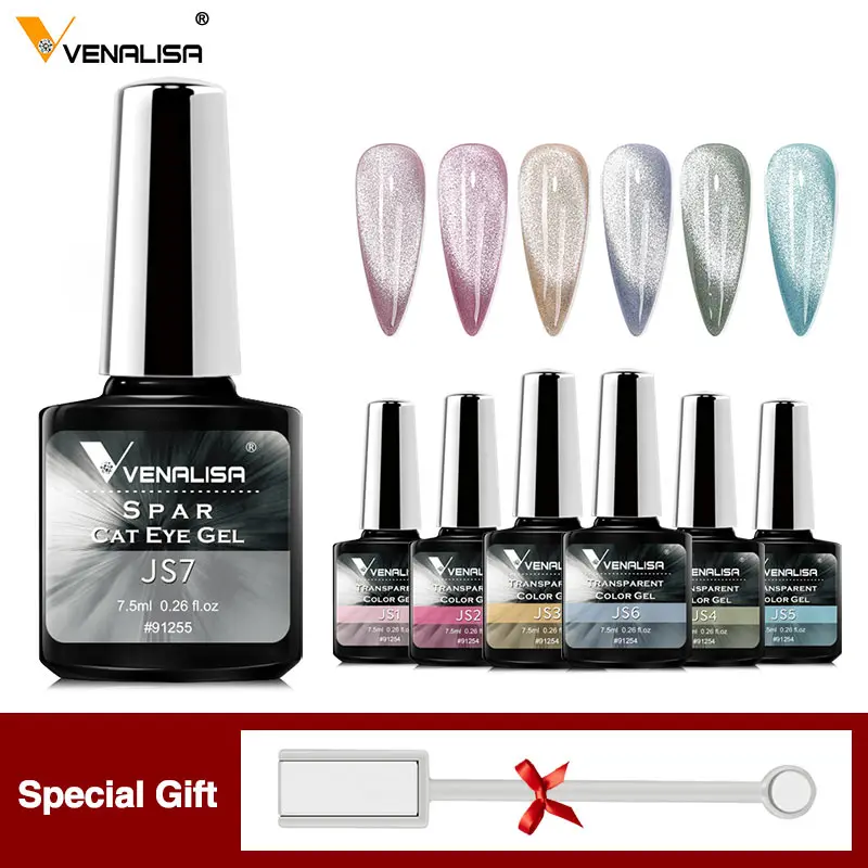 7ks/súprava venalisa iskra mačka očné efekt želé farebný gél sada Magic Super Bright Gel Locs Lociss namočenie UV LED LED lak lak lak