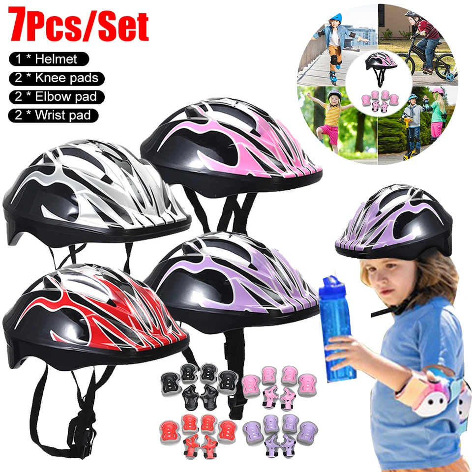 7ksové kolieskové korčuľovanie Kids Boy Girl Bezpečnosť Helma koleno koleno lakťové súpravy Cycling Skate Bicycle Secootter Helma ochrana ochrany ochrany