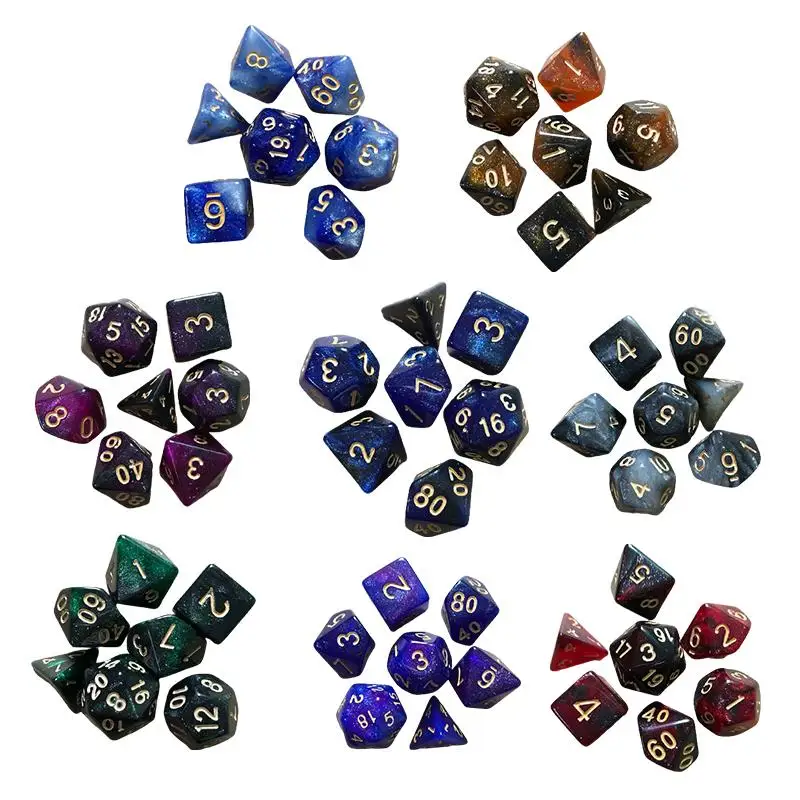 7pcs akrylové polyhedrálne kocky pre DND RPG MTG Party Game Toy Set pre deti dospelých Game Entertainment Dice Outdoor Sports Game