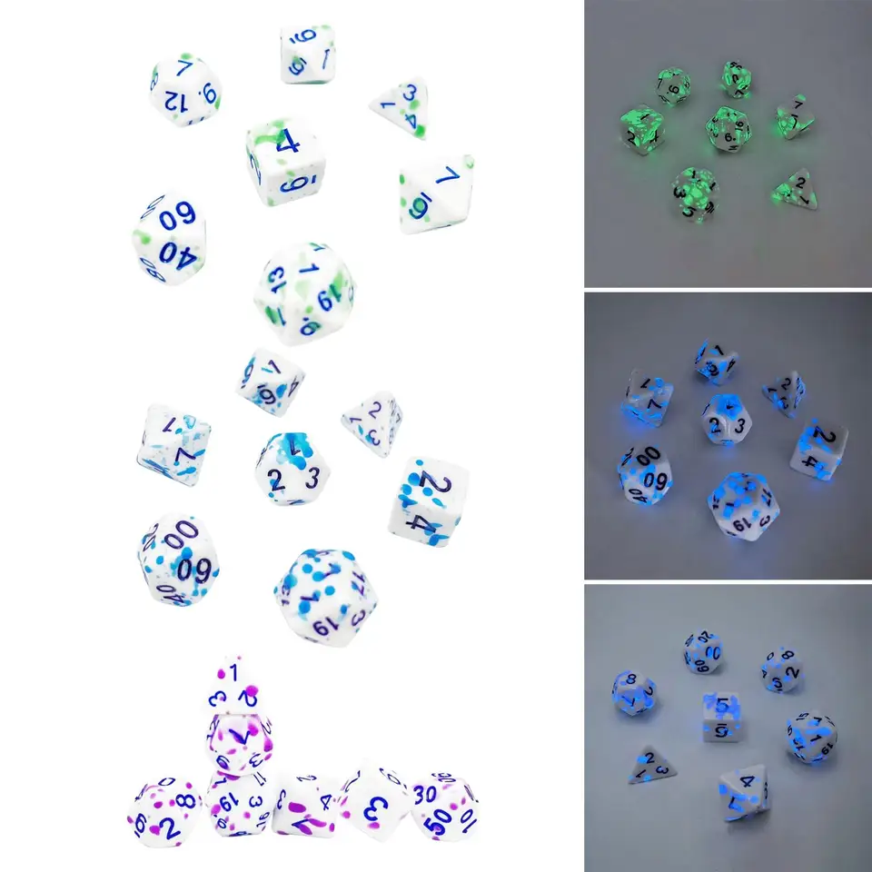 7pcs Color Color Zmeniť kocky roly hranie hier párty d4 D6 D8 D10 D12 D20