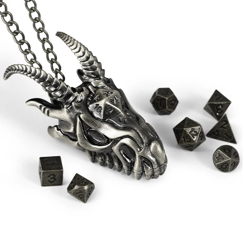 7pcs DND Mini kocky set s drakovým náhrdelníkom kocky Polyhedron kovové kocky pre RPG, MTG, stolovú hru, stolové hry s kockymi