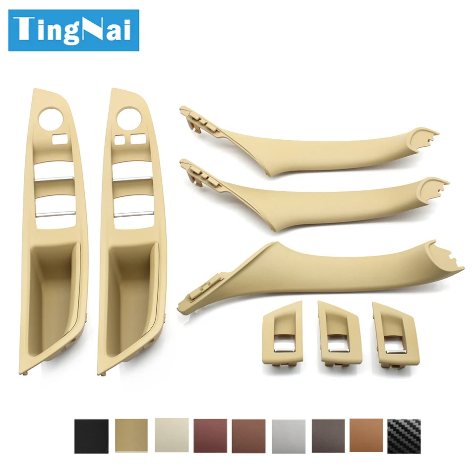 7pcs Set LHD interiérový rukoväť rukoväte rukoväte lakťovej opierky vo vnútri krytu orezania pre BMW 5 Series F10 F11 F18 520I 523I 525I 528I 535I