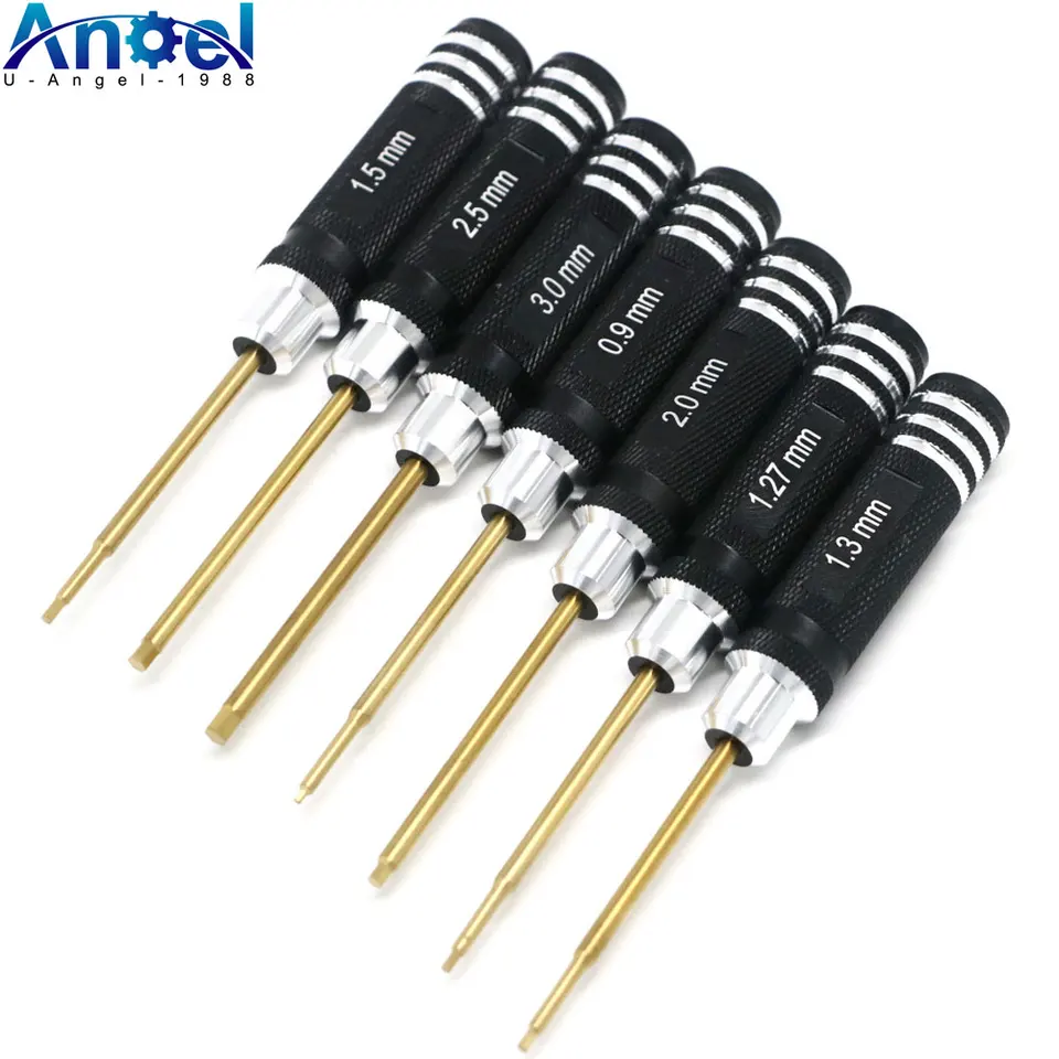 7pcs titánový pokovovanie Mini presnosť hex hex skrutkovača sada nástrojov Allen pre RC helikoptéry Drone Aircraft Model Model Opravy