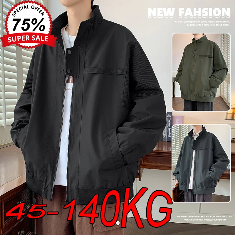 7xl 8xl plus veľkosť mužského vetra jesenné s kapucňou vonkajšie vetruodotesné vodotesné kabáty s veľkou veľkosťou módy voľné plné farebné bundy
