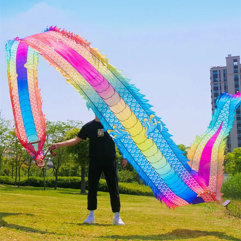 8/10/112 m Rainbow Chinese Dragon Ribbon Dance Products pre dospelých Fitness Practice Props Nový rok festivalové aktivity Dodávky