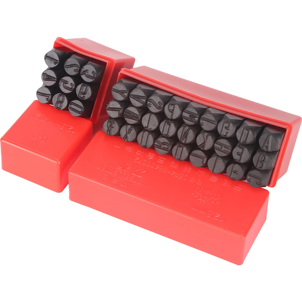 8/10/12,5 mm abecedná známka Sada číslo a písmeno Pitching Punch Kit Ocel Die Embosing DIY šperky Zlato strieborná koža Logo Logo