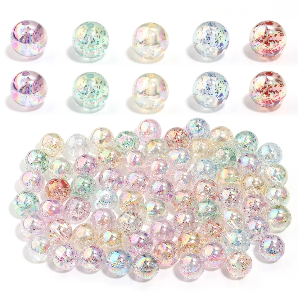 8 10 12 mm akrylové sfarbené korálky Priehľadné svetlé voľné guľôčkové korálky pre DIY Charm Clacelet Doplnky