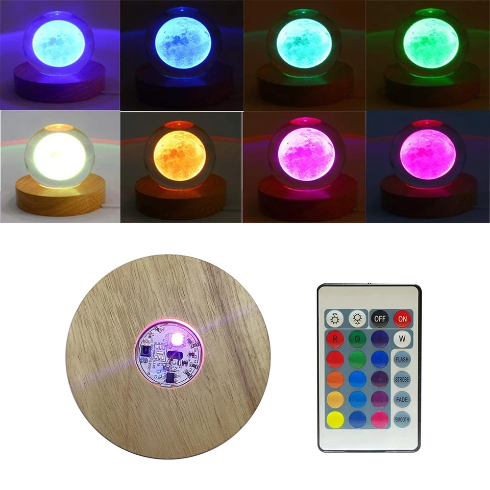 8/10 cm drevené LED svetlo základňa krištáľové sklo akrylové umelecké ornament Dispaly Stop