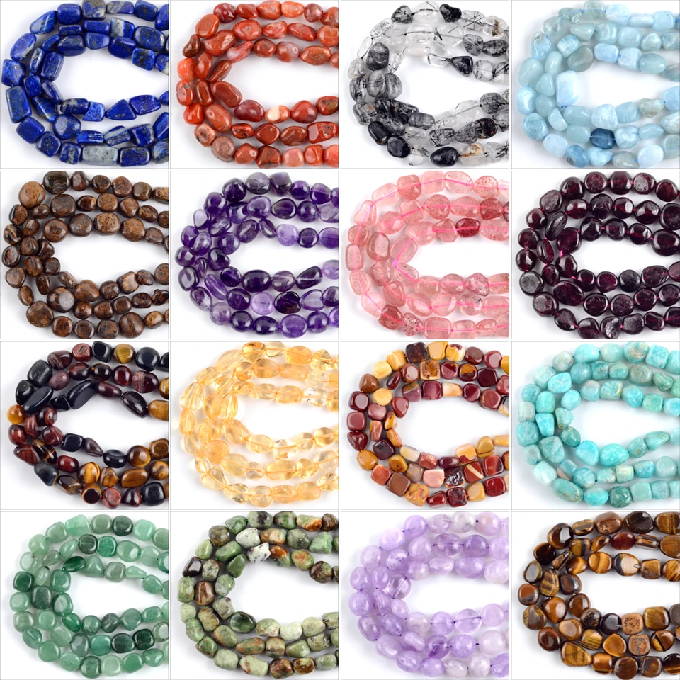 8-10 mm prírodné kamenné korálky Nepravidelný granát Larimar Lava Amates Lava Lave Spacer Petrier pre šperky na výrobu náramkov DIY náramok 15 ''