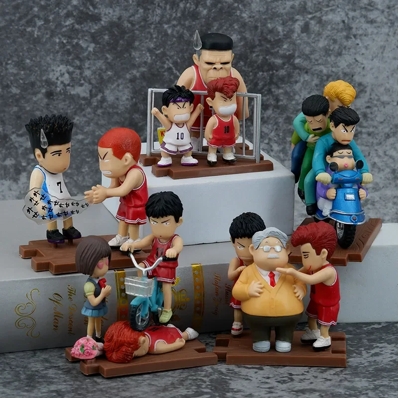 8-10cm Slam Dunk Sakuragi Hanamichi Rukawa Kaede Akagi Takeori Anime Periférny model ručne ovládaný automobilový stolík Doll Doll