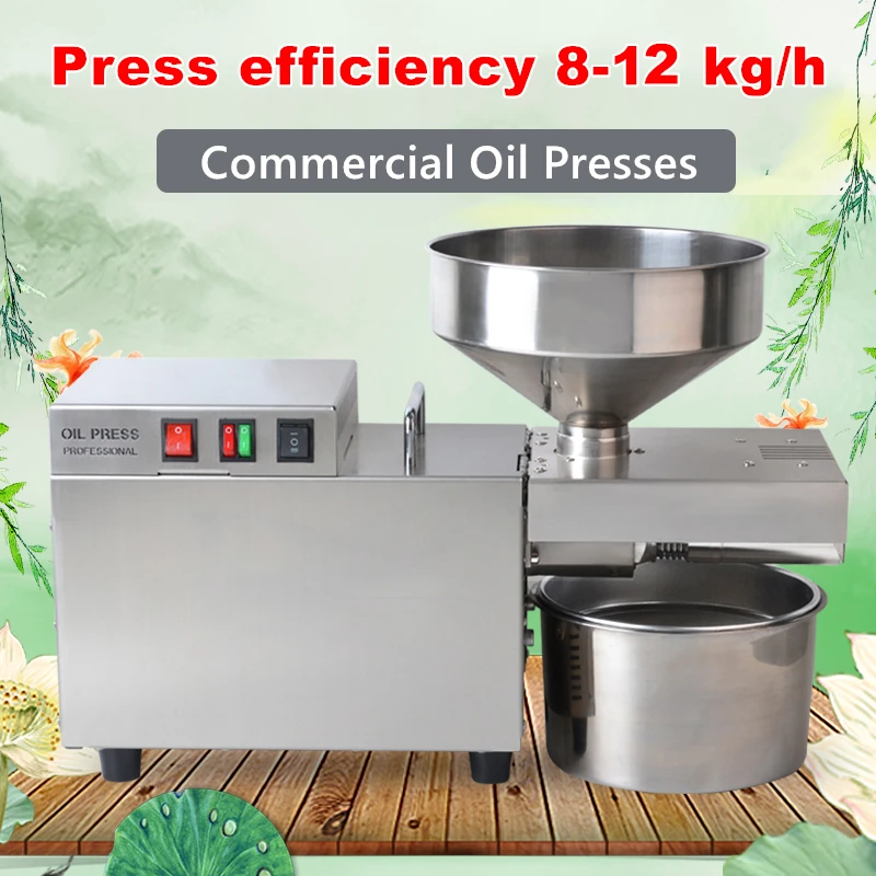 8-12 kg/h komerčný elektrický médium nehrdzavejúca oceľ Automatický olejový stlačený stroj 5L Hopper Oil Fold a Hot Extraktor