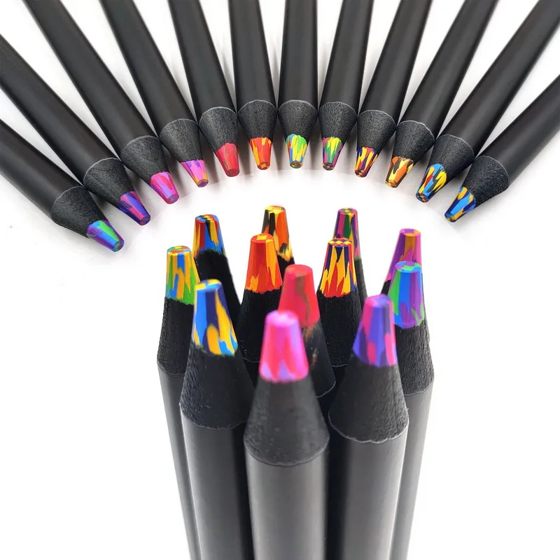 8/12 PCS Dúhové ceruzky Crayon Color Peruzka Sada pre deti darčeky drevená viacfarebná ceruzka na kreslenie ceruzkových škôl