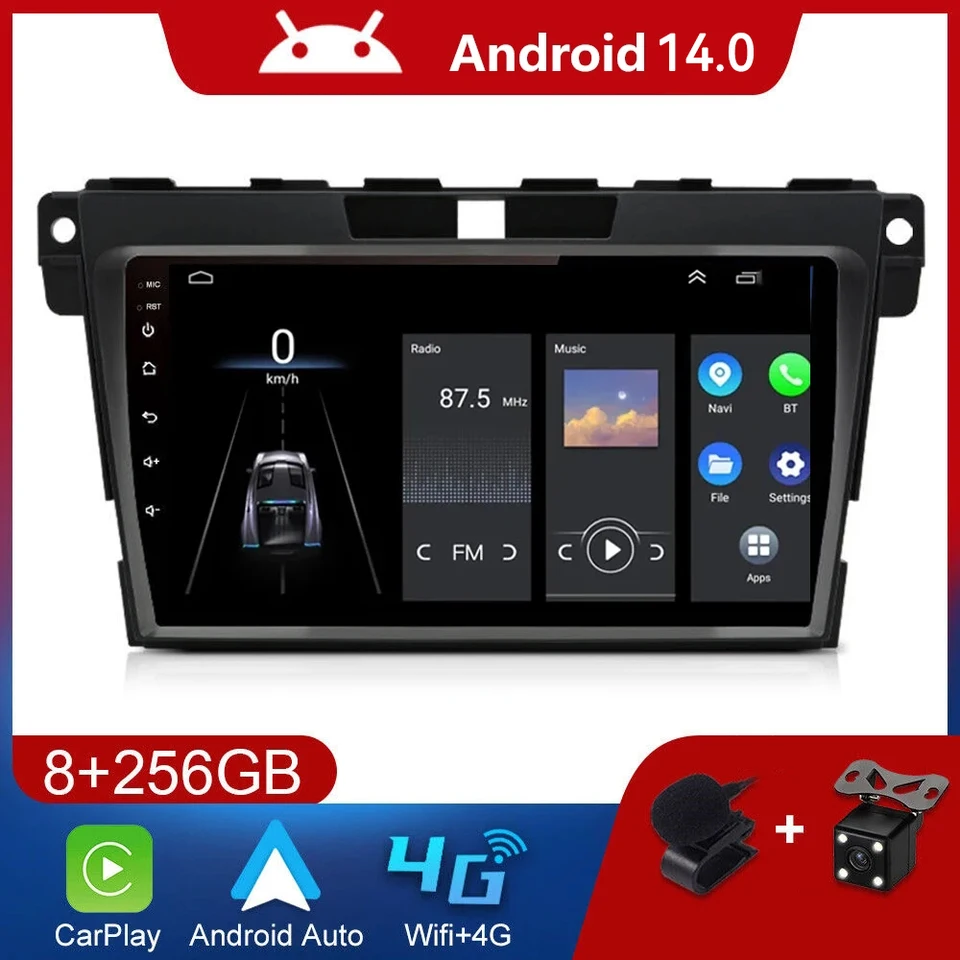8+128G Android 14 Car Radio Multimedia GPS Stereo Player pre Mazda CX7 CX-7 CX 7 2008-2013 2014 2015 2015 Wireless CarPlay BT FM WiFi