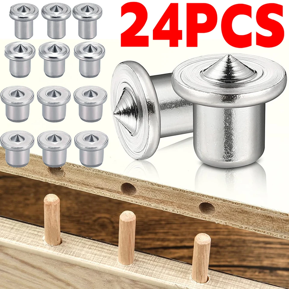 8/24ks Dowel Aid Tenon Center Punch Dier Set Drrill Center Point Locator Locator Woodworking Tools Prenos zátky 6/8/10/12 mm