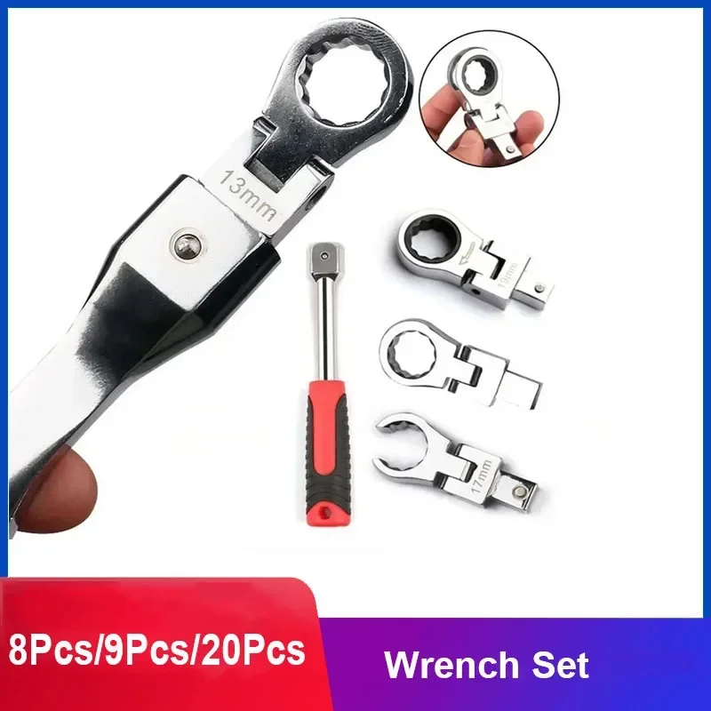 8/9/20-kusová sada Dismutable Moveble Head Ratchet Wrench Box-Packate Balding Torx Head Wrench Ratchet Screwdriver Wrench Wrench