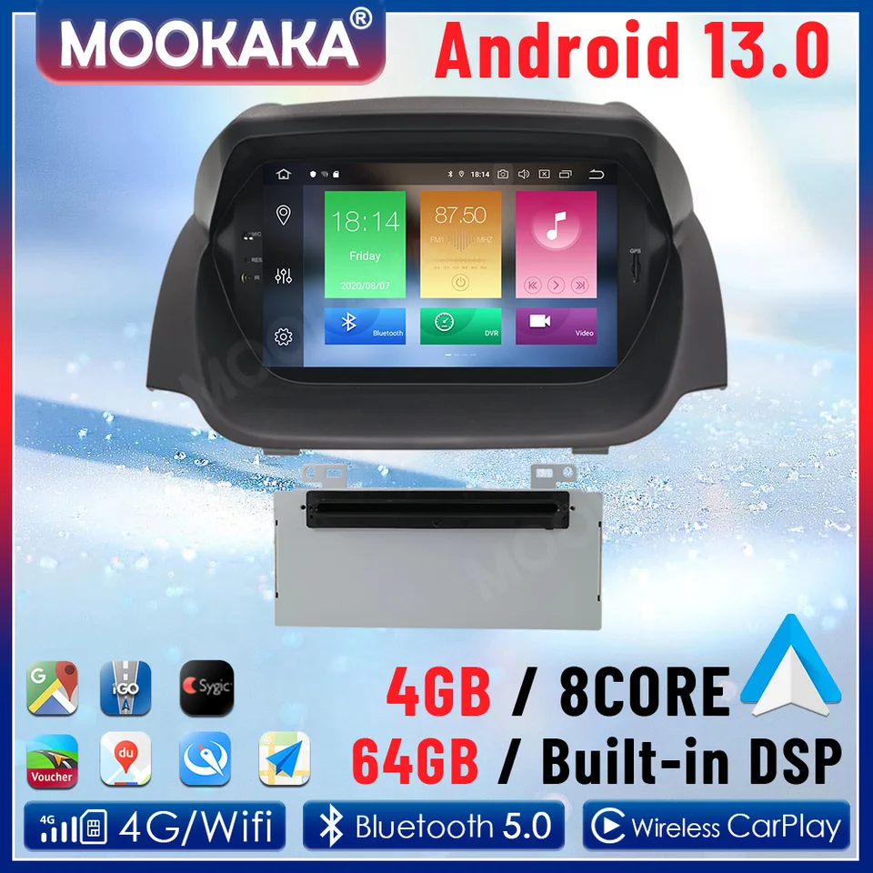 8 Android 13 Multimediálne rádio pre Ford Fiesta MK7 2012 - 2016 GPS Navi Stereo Recorder Recorder Unit Player DSP CarPlay Screen Screen