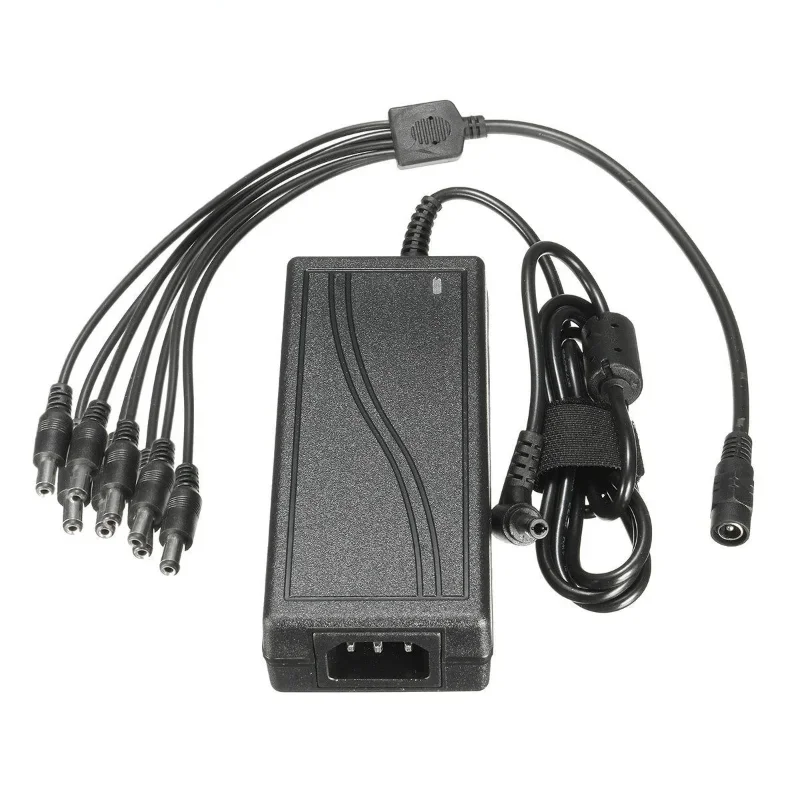 8 Cesta+DC 12V 5A Monitor napájacieho adaptéra napájací kábel Splitter kábel pre kameru CCTV sledovania fotoaparátu/rádií