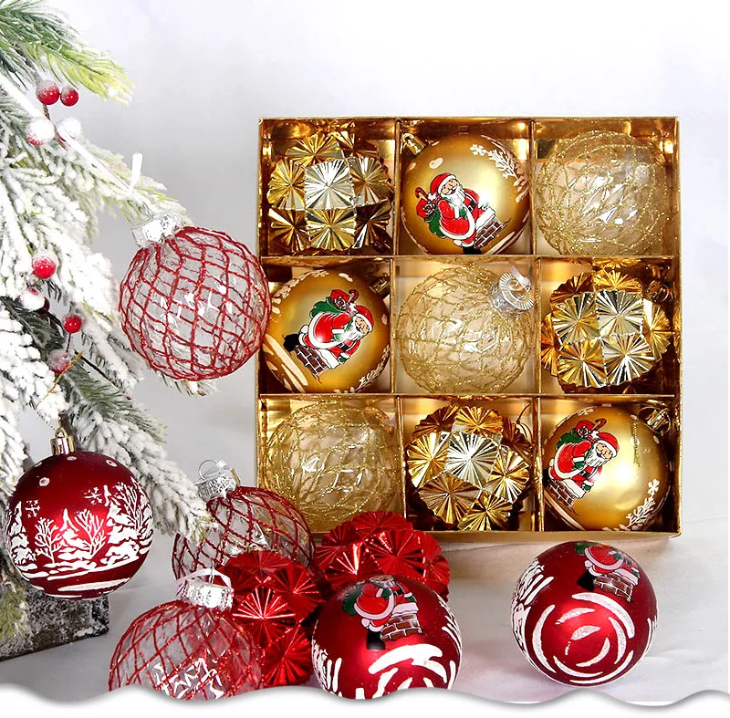 8 cm farebné vianočné sklenené dekorácie guľatá plastová dovolenka vianočné stromy závesné ozdoby súprava večierok Domov Decors