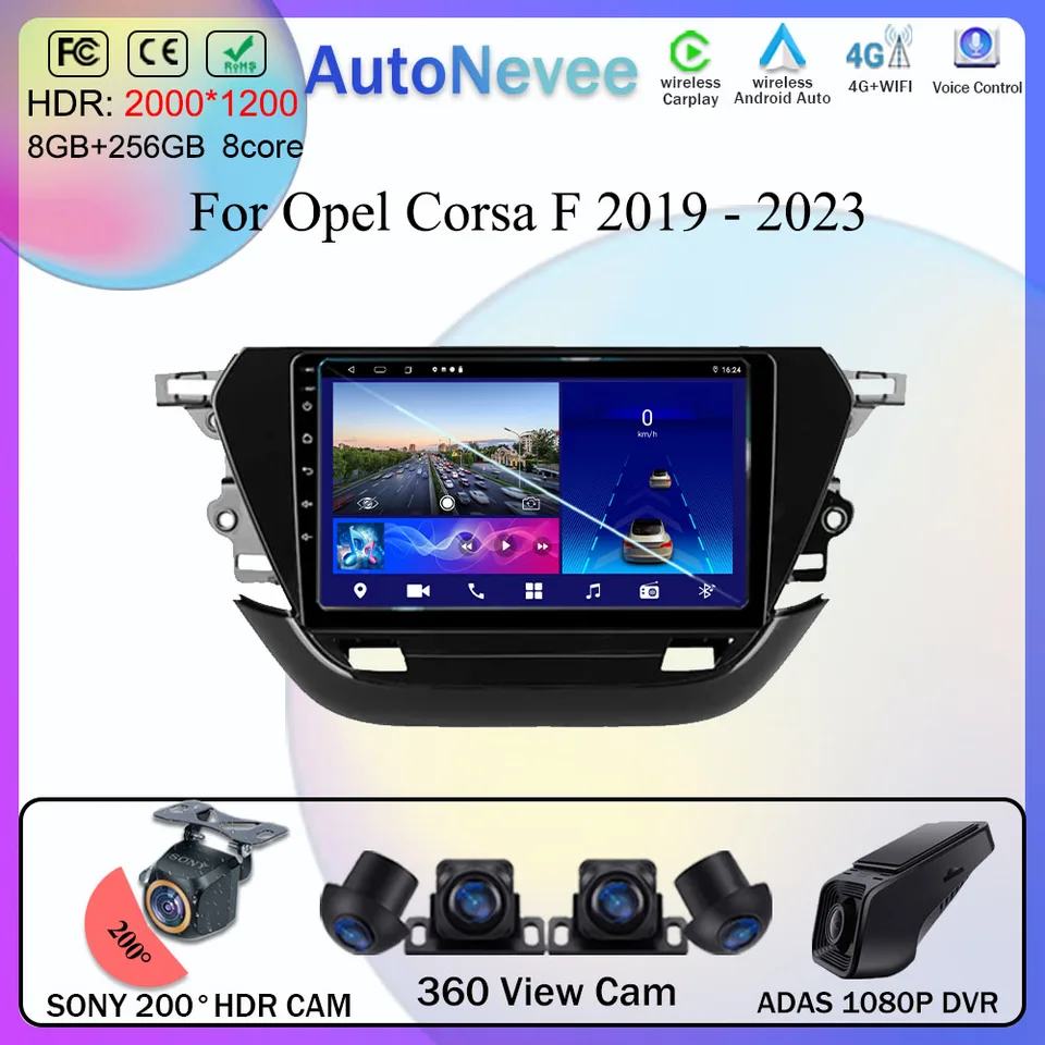 8 Core Android 13 pre Opel Corsa F 2019 - 2023 Cardio navigácia GPS Radio Player Radio Video Player CarPlay No 2Din DVD