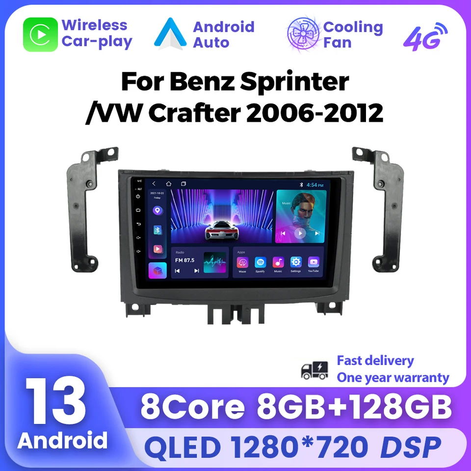 8 Core Qled Screen Android Car Radio Navigation Multimedia Player pre Benz Sprinter Volkswagen Crafter 2006-2016 CAR-Play RDS BT