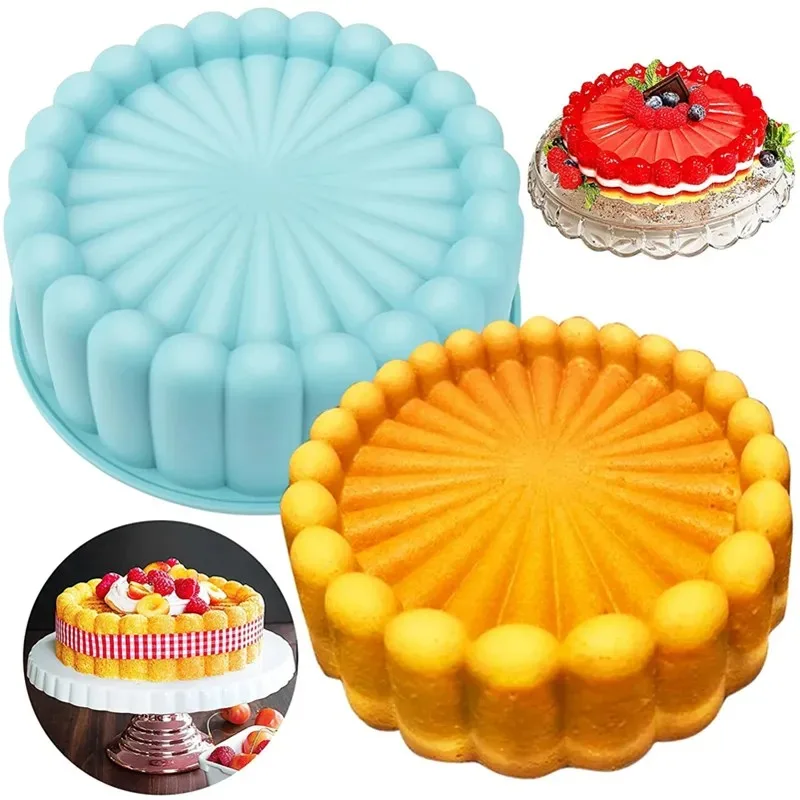 8-inch Silikone Charlotte Cake Pank Nepreckostné okrúhle silikónové formy na pečenie pre tvarohový koláč Flan Brownie Tart Pie Flan