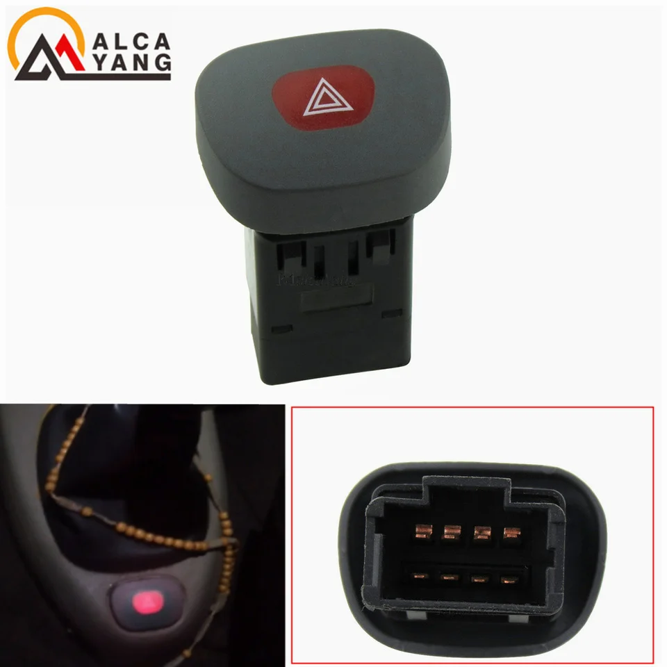 8 kolíkov pre Renault Clio II Megane I Klasický spínač núdzového nebezpečenstva 7700421820 NOVINKA.