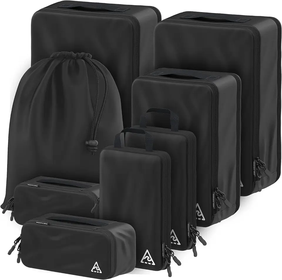 8 ks Cestovné kompresné skladovacie vrecká s masovou farbou Viacúčelová kabelka Duffel Lightweight Polyester Clothing Tag