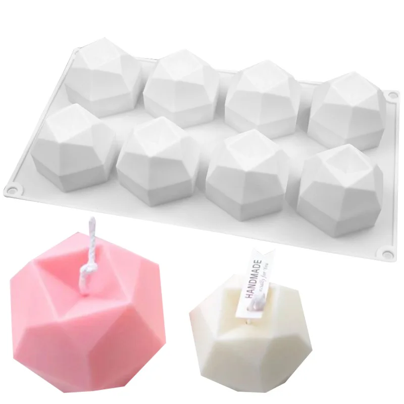 8 ks nepravidelný polygonálny sviečka silikónová forma DIY čokoládový koláč na pečenie plesní manuálne mydlo Aromaterapeuterapia vosk na výrobu náradia