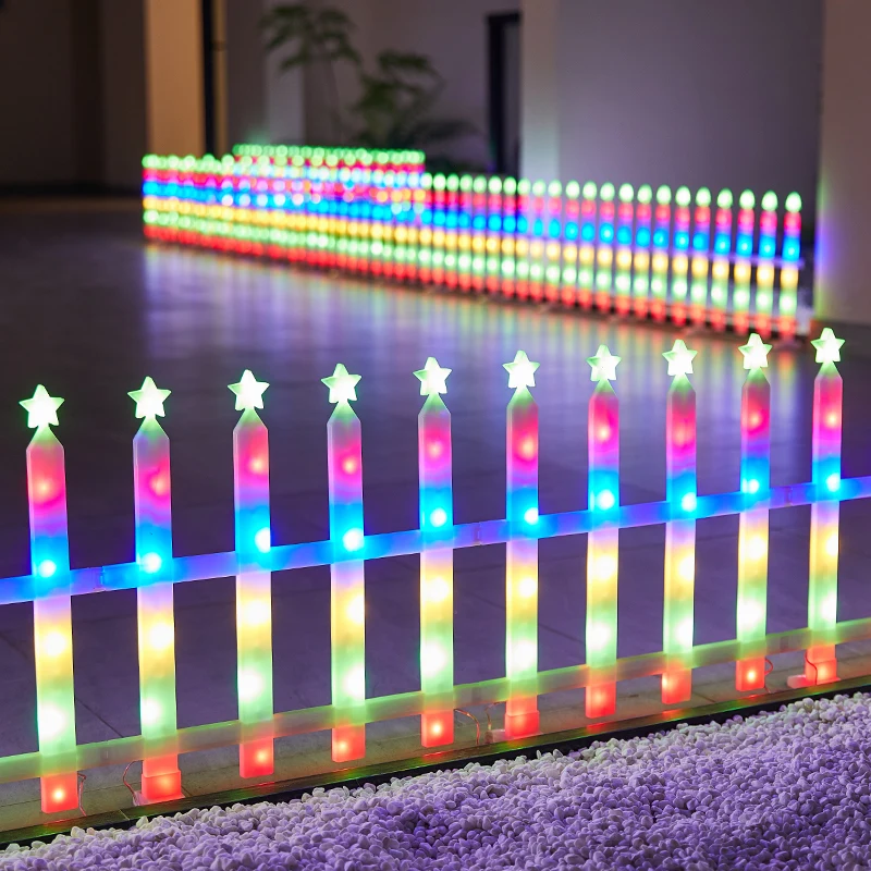 8 kusov, 3,04 m 9,97 stôp, vianočné plot, LED svetlo slnečného štýlu, nový vonkajší lampa, vhodný na vianočnú dekoráciu, usporiadanie párty, svadobné a narodeninové dekorácie, vodotesné IP44