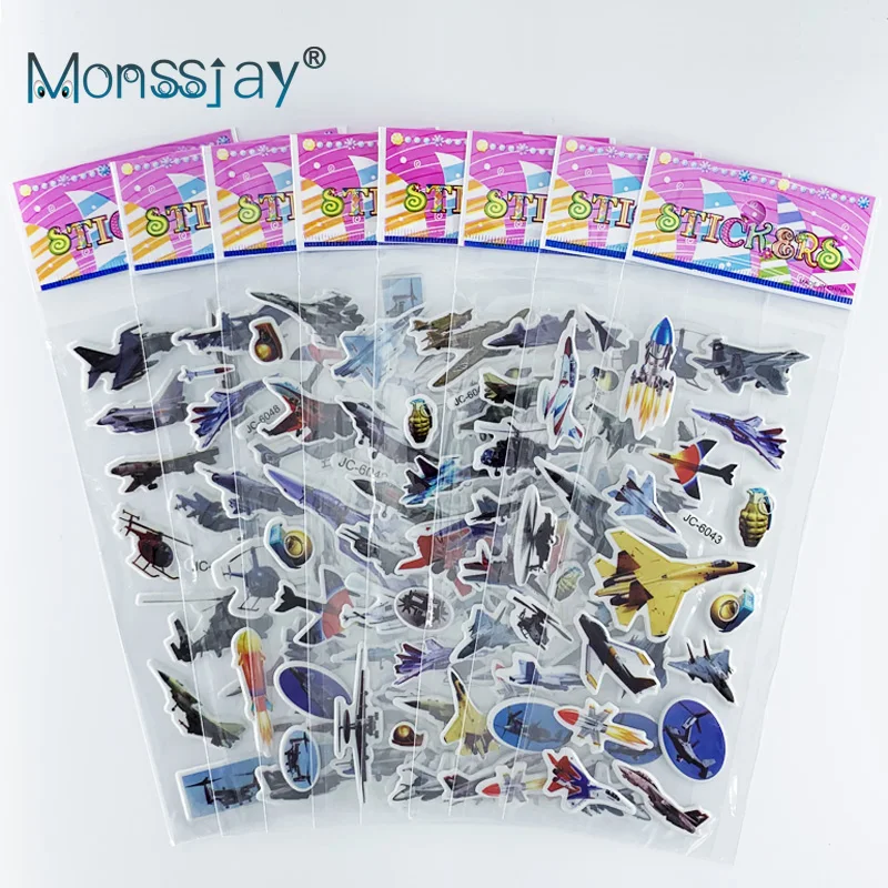 8 listov/nastavené nálepky vojenských fanúšikov pre chlapcov pre chlapcov 3D bublinky Cotton Stickers Kids DIY Scrapbook Dekorácie