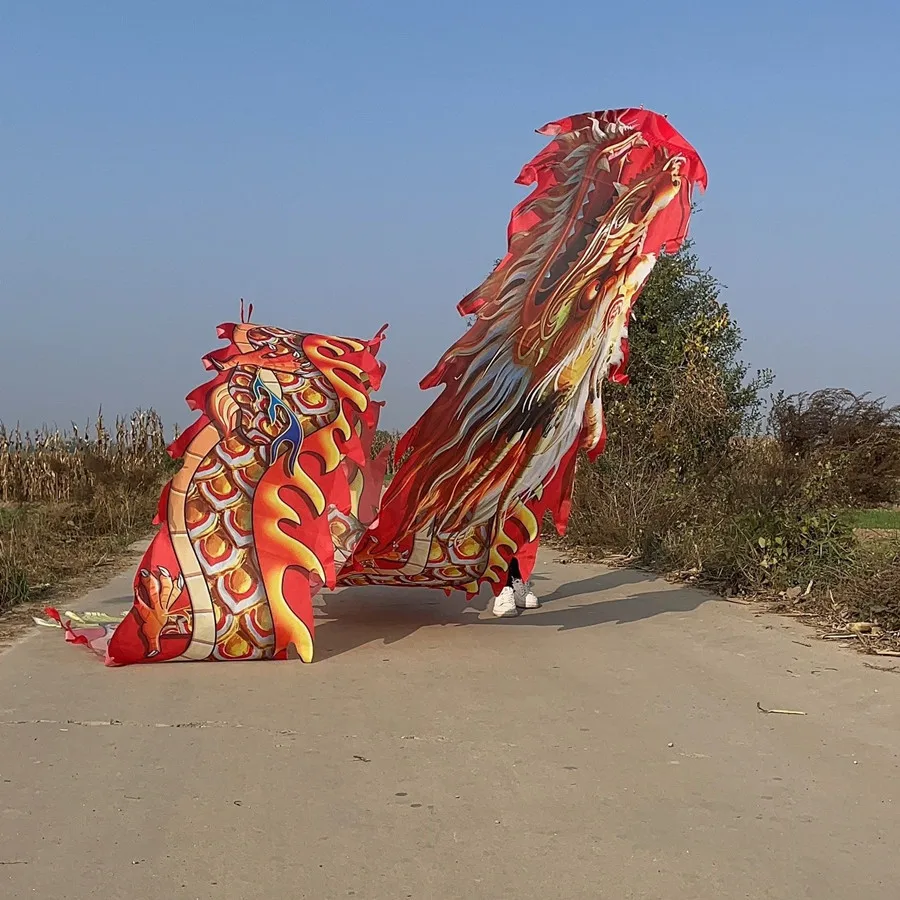 8 m Nový príchod Čínsky Dragon Dance Tail Doplnky umývateľné novoročné festivalové predstavenie (nezahrnúť Dragon Head)