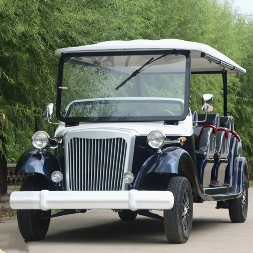 8-miestne elektrické vintage elektrické pamiatky autobus golfový košík elektrické auto legálne s úložným priestorom krabicu reverzný obrázok