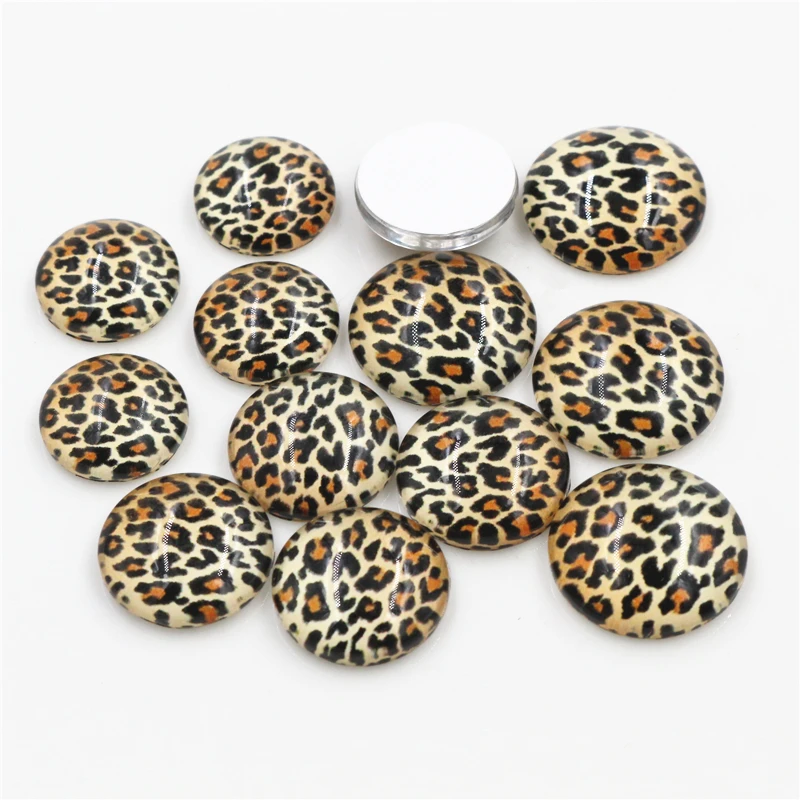 8 mm 10 mm 12 mm 14 mm 16 mm 18 mm 20 mm 25 mm leopard ručne vyrábaný sklenený sklenený Cabochons Fit 8-25 mm portrét Cabochon Base pre uši náramkov