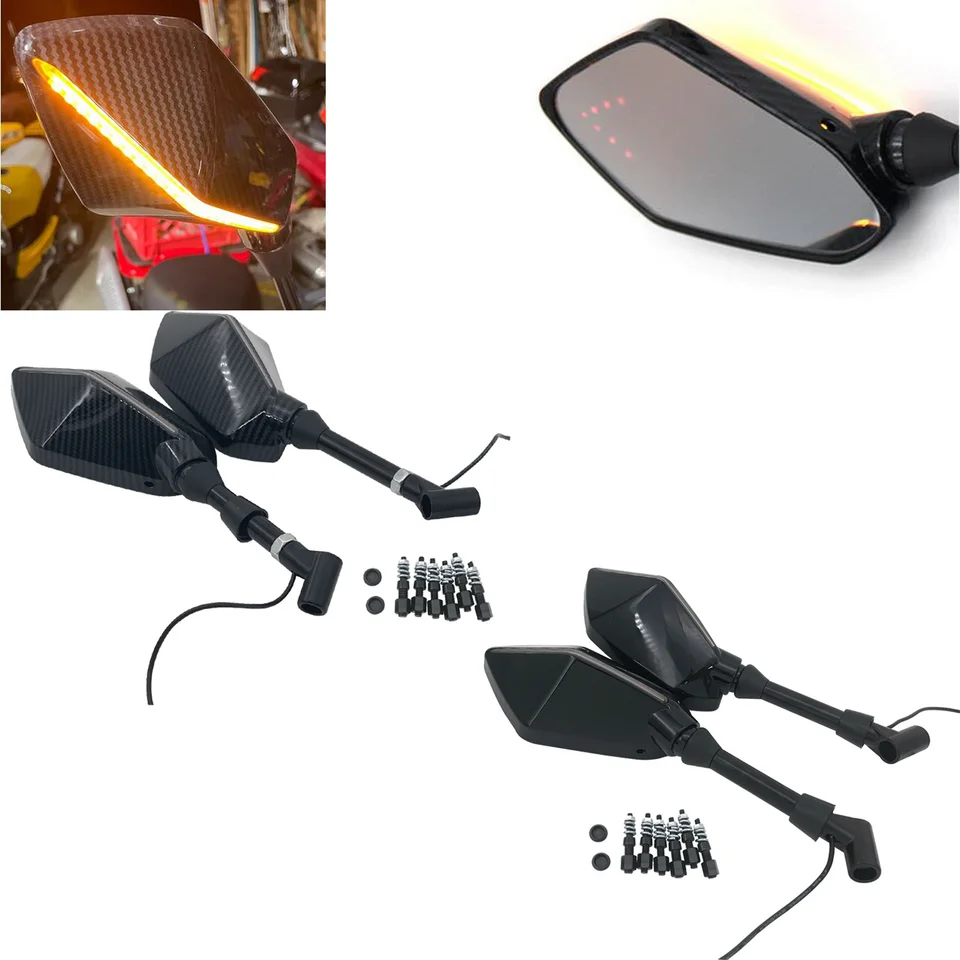 8 mm 10 mm bočné spätné zrkadlá integrované signály Turn LED pre Honda Suzuki Kawasaki Yamaha Ducati BMW Street Scooter Bikes