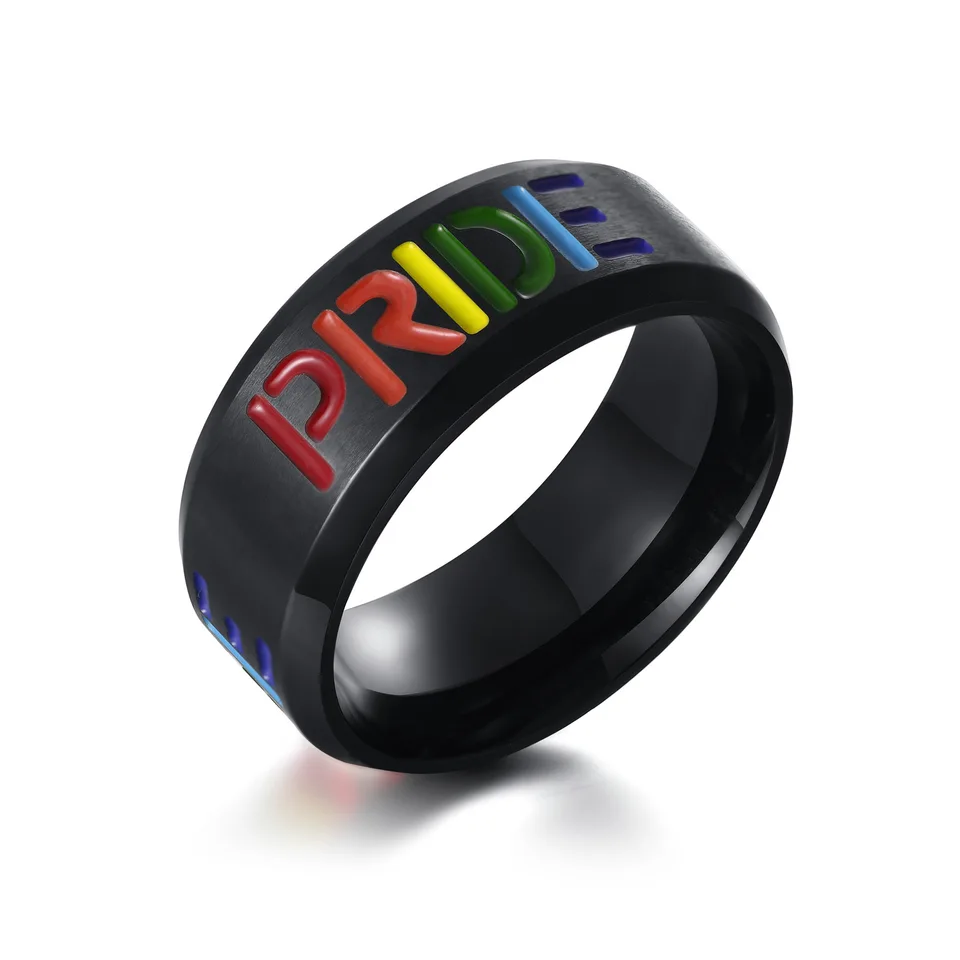 8 mm pýcha pár dúhový prsteň zásnubný sviatok Svadobné milovníci LGBT Lesbian a homosexuálov