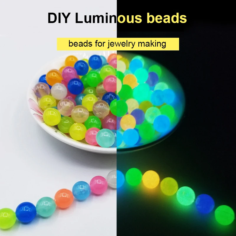 8 mm žiarivé korálky pre šperky, ktoré vytvárajú žiaru v tmavých akrylových korálikoch náramok Náramok Diy remeselné remeslá Žena Men muž 2 mm korálky