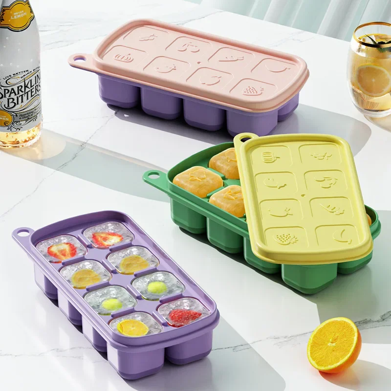 8 mriežky ľadová kocka pleseň Food Grade Ice Cube Maker Silikone Whisky Ice Folds Detská bezpečnosť Doplnková potravinová forma kuchynské gadgety