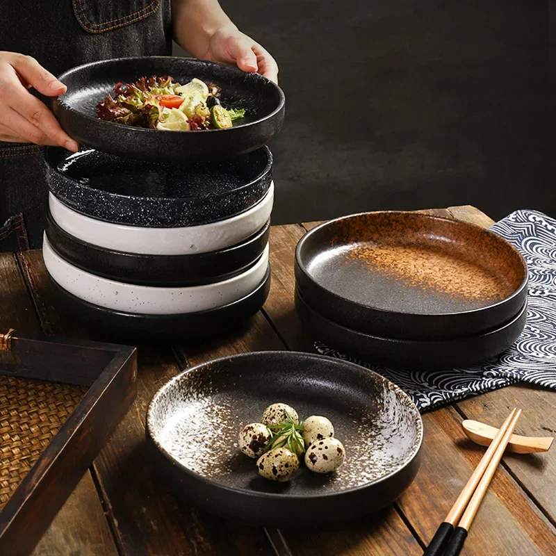8-palcový japonský keramický disk Kreatívne západné potravinové tanier Pizza Pange Plat tanier Nordický domáci jedálenský riad