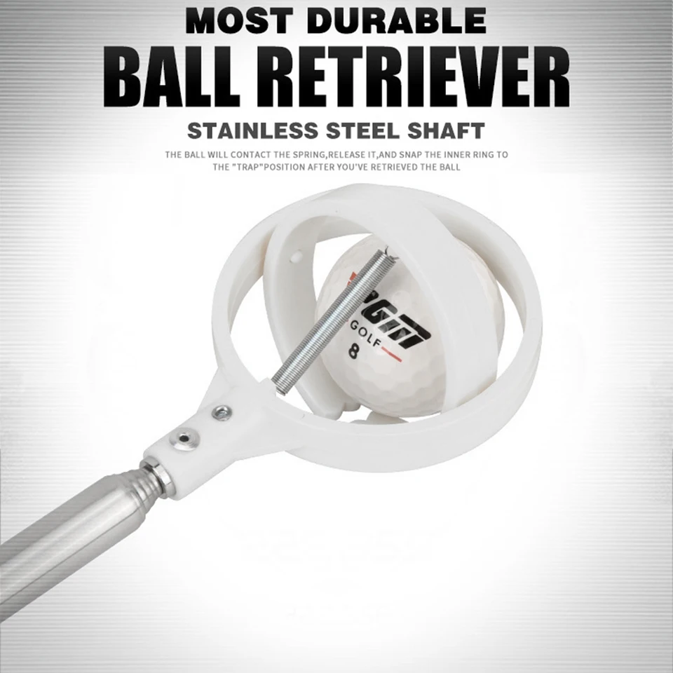 8 sekcií Golf Ball Retriever Teleskopický golfový loptičku Extantable Picker Tools Prenosné outdoorové tréningové doplnky