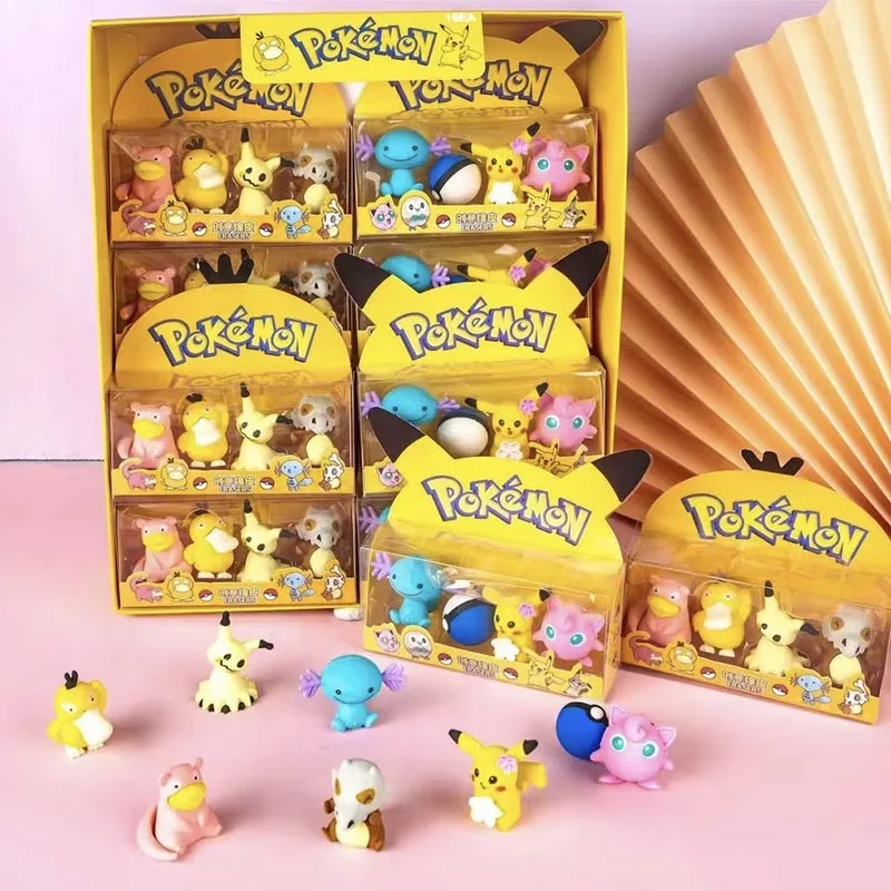 8 Set/Lot Pokemon Creative Animal Eraser Set Cute Písanie kresby ceruzky gumy kancelárske potreby pre detské darčeky Školské potreby