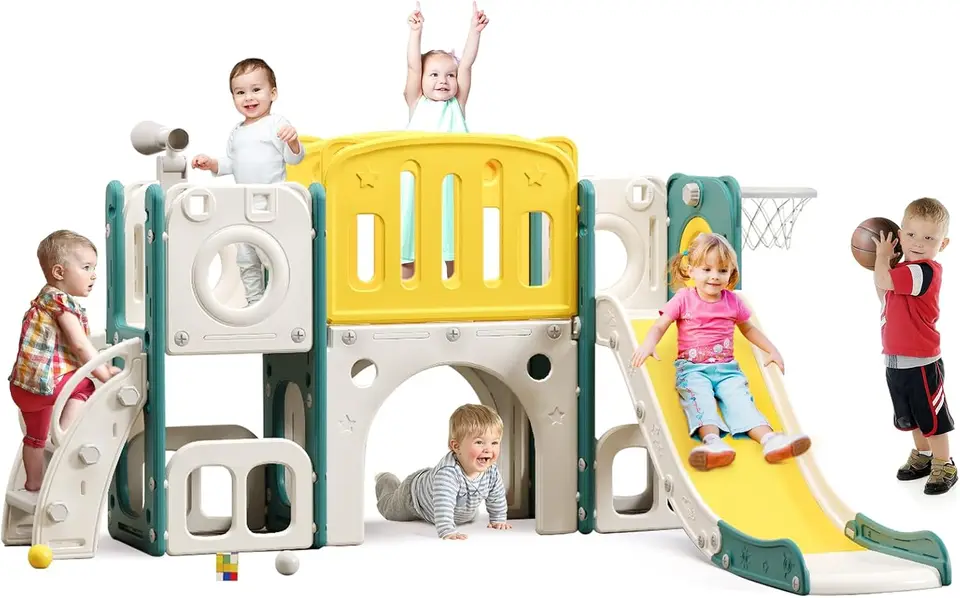 8 v 1 scénici pre batoľatá, detské posúvanie pre batoľatá vek 1+, Toddler horolezectvo s basketbalovou obruč