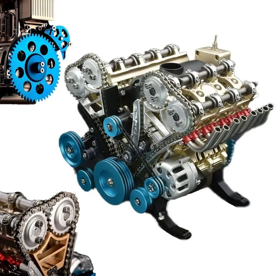 8-valcový motorový motor s motorom Model s plným kovovým simuláciou MONTROL MOTOR MODLÁDNA MODLAD Hračky Resin DIY MOTOROVÝ MOTOR