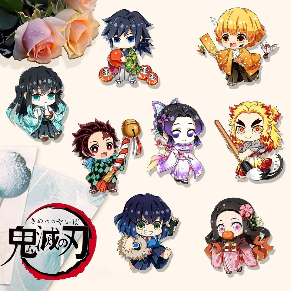 8 štýlov Veľkoobchod Demon Slayer Nový akrylový brošový odznak anime karikatúry kolíky DIY DETORÁCIA BACKPACK BATCH DIVADS PRIATEĽA ŠPECKY