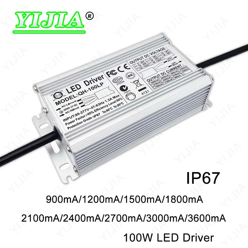 80-100W LED ovládač DC54-90V 30-65V 18-34V 12-26V 900MA 1500MA 2400MA 3600MA SLETICKÉ Transformátory 80W 85W 90W 100W napájanie napájania