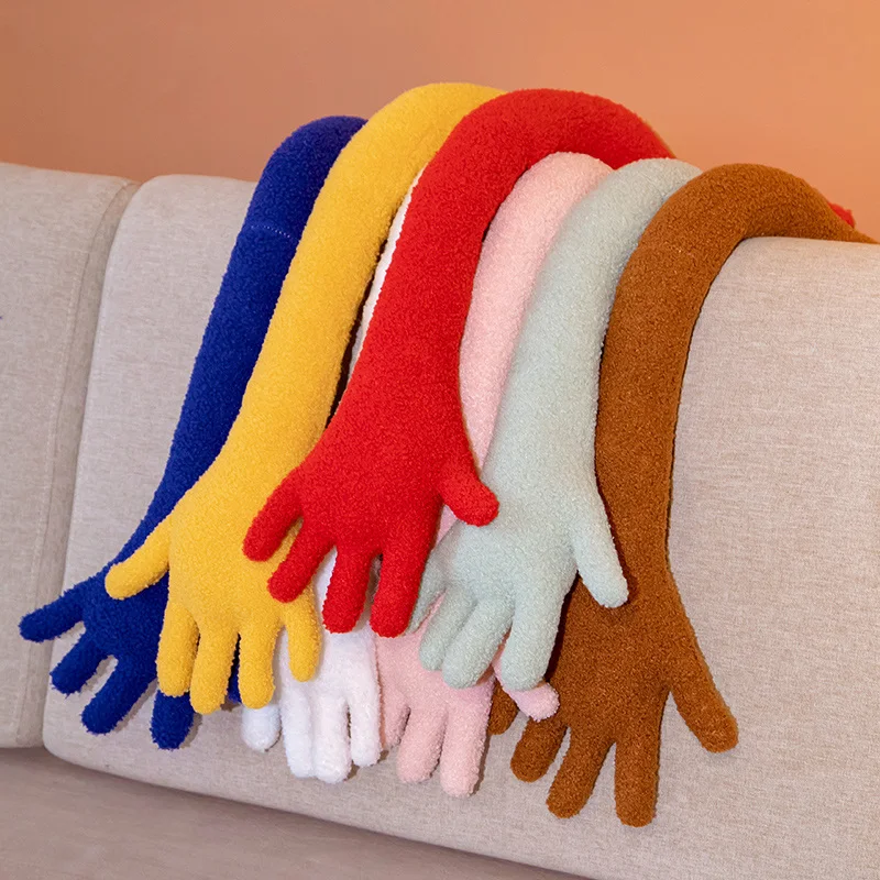 80/160 cm Zaujímavé palmové plyšové hračky Kreatívne farebné dlane Teddy Velvet vankúš simulačný prst pre vankúš domáceho dekorácie