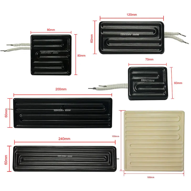 80*80 mm 60*70 mm 120*60 mm 200*60 mm 240*60 mm 180*180 mm 150 W 300W 450W 600W 800W Infračervená keramická vykurovacia doska BGA Rework Station
